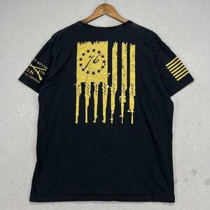 Grunt Style T Shirt Mens XL Black Gold US Flag‎ Guns 1776 Patriotic Military USA